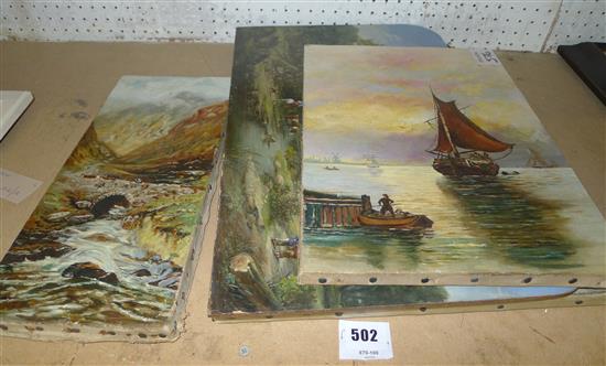 Unframed oil, Landscape & 3 unframed oils(-)